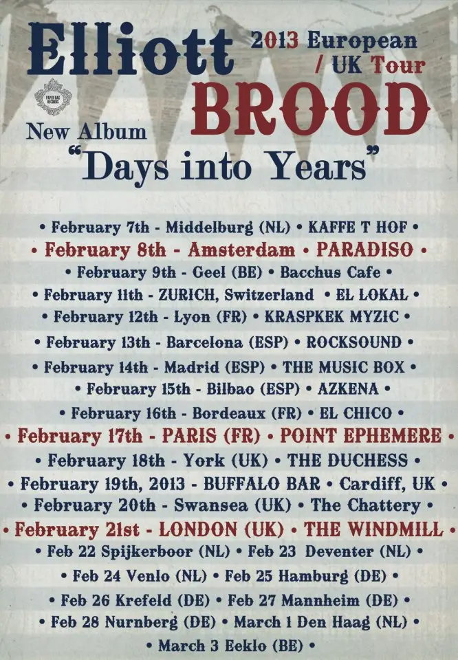 Elliott BROOD return to European soil starting this week