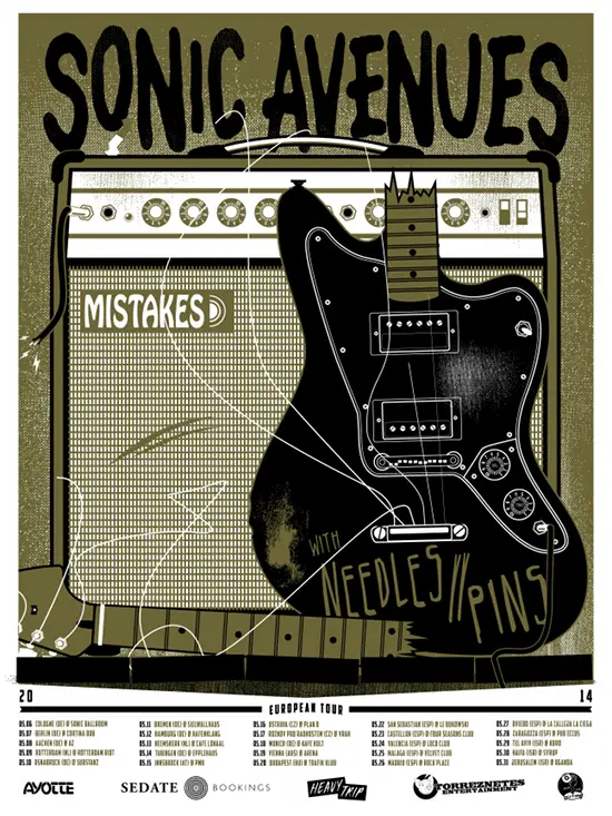 Sonic Avenues and Needles//Pins tour Europe starting this week